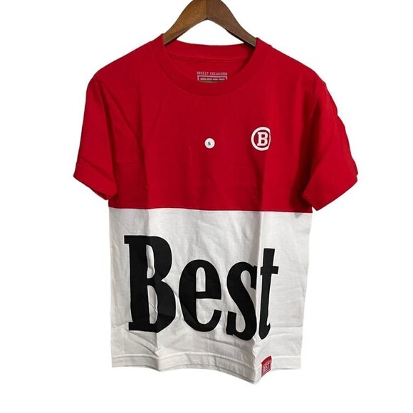 Breezy Excursion Mens NWOT Red White Colorblock Best Short Sleeve TShirt Small - Picture 1 of 6